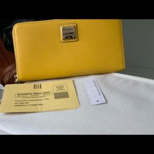 EUC Dooney and Bourke Zip Around Wallet-Dandelion